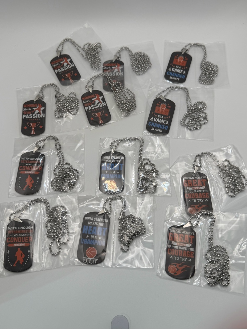 Inspirational Basketball Dog Tag Necklace - Black/Silver